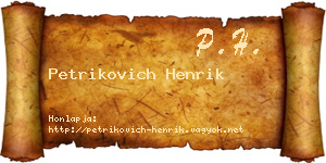 Petrikovich Henrik névjegykártya